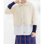 ニット セーター シェットランドウールバイカラーショート丈2wayプルオーバー レディース