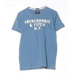 「Abercrombie&Fitch」 刺繍半袖Tシャツ S ブルー メンズ