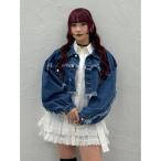 デニムジャケット gジャン ワイドクロップドフリンジGジャン「セットアップ対応」 レディース