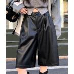 パンツ 「LAMPOON」合成皮革ハーフパンツ レディース