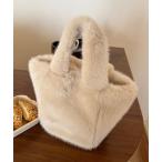 ハンドバッグ もこもこファー台形型ミニハンドバッグ