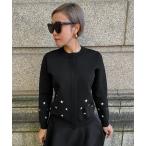 コート アウター 星刺繍ニットジャケット レディース