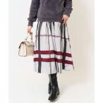 スカート 「洗える」ビックチェックタフタフレアスカート