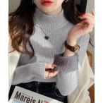 ニット セーター 「裏起毛」ニットトップス ハイネック 厚手 レディース