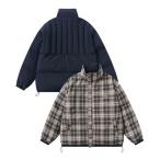 ショッピングハイネック ブルゾン アウター HOOK -select-　リバーシブルチェック柄中綿ハイネックブルゾン メンズ レディース