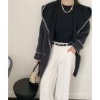 コート アウター コントラストステッチ ショールカラーダブルウールコート レディース