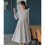 ワンピース 「大きいサイズ」リボンベルトフレアワンピース