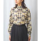 ブラウス シャツ 「NARACAMICIE」オーナメント柄ジョーゼット長袖プルオーバー レディース