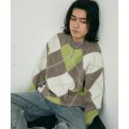 セーター ニット Mohair like jacquard argyle knit sweater / モヘアライクジャガードアーガイルニットセーター