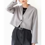 ジャケット ノーカラージャケット ノーカラーショートジャケット レディース
