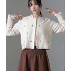 カーディガン ビジュー刺繍ニットカーディガン レディース