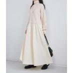 ショッピングマキシ ワンピース タートルネック　切り替えニットロングワンピース