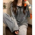 パジャマ ルームウェア 「 ammy. / エイミードット 」  韓国風 もこもこ リボン パジャマ レディース