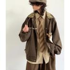 ブルゾン アウター レトロ格子縞の切替ジャケット メンズ レディース