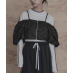 tシャツ フリンジジャガードオフショルビスチェ レディース