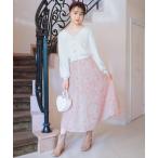 スカート キラキラフラワーチュールフレアスカート