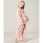 ショッピングモコモコ パジャマ キッズ 長袖テディなモコモコ前開きパステルルームウェア 上下2点セット キッズ 子供 男の子 女の子