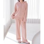 パジャマ ルームウェア 「月刊TVガイド2月号掲載」レディース 長袖カンガルーポッケ×ジップのふんわり淡色ルームウェア 上下2点セット レディース