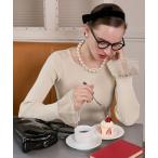 ショッピングレース ニット セーター 「BONLECILL noir」シアースリーブドッキングリブニットプルオーバー レディース