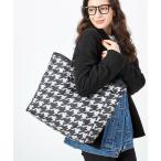 トートバッグ LARGE 2 WAY TOTE 2ウェイブラック/ベージュハウンズトゥース レディース