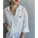 ポロシャツ ポロ 「FRED PERRY/フレッドペリー」 ワンポイントロゴ刺繍 総柄レースポロシャツ レディース