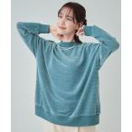 tシャツ 「S-LL/体型カバー」ベロア風ゆったりトップス レディース