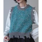 ベスト ジレ ラメニットベスト レディース
