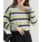 ニット セーター EGLANTINE カシミヤブレンドマルチボーダーニット レディース