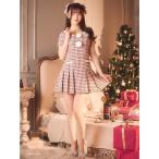 コスプレ サンタ コスプレ チェックツイード 襟付き プリーツ サンタ コスチューム 3点セット