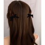 ヘアゴム 「float」ベロア ミニリボン ヘアゴム「2個セット」