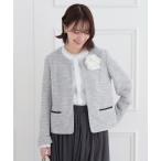 ショッピングセレモニー ジャケット ノーカラージャケット 「S-3L」セレモニーからデイリーにも 軽くて柔らかくて着心地の良い カットツイードジャケット レディース