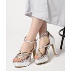 サンダル ラインストーン×ゴールドライン厚底サンダル レディース