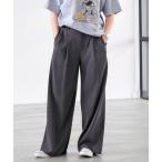 スラックス パンツ 「追加」シルキードレープ2タックワイドパンツ レディース