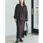 ショッピングLIVE セットアップ リブ　イン　コンフォート　くぼっちとコラボ　上品ケーブル編みニットトップス＆スカートセットアップ「チョコレートブラウン」 レディース