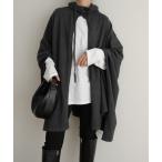 ショッピングポンチョ 「CANAL JEAN」 ニットポンチョ ONE SIZE チャコールグレー レディース