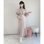 ワンピース ファーケープニットロングワンピース