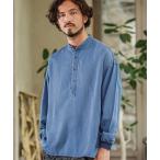 シャツ ms5913- Silky Denim Cuffs Rib Skipper Pullover Shirts バンドプルオーバーシャツ メンズ