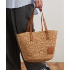 ショッピングストローバッグ トートバッグ 「SETUP7」デザイン編み合皮コンビトートバッグ かご ペーパー ストロー SNBD  レディース