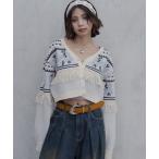 カーディガン ボヘミアンフリンジカーディガン レディース