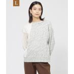 tシャツ 「L」「ウォッシャブル」ゼブラジャカードコンビプルオーバーカットソー レディース