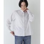 ブラウス シャツ コットンロンストバンドカラーブラウス レディース