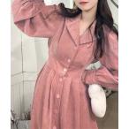 シャツワンピース コーデュロイ開襟ワンピース