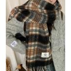  muffler палантин шерсть Like в клетку бахрома muffler женский 