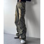 ジーンズ デニム デニムパンツ サイドギャザーデニムカーゴパンツ レディース