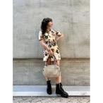 パーティードレス ワンピース ボタニカル花柄プリント　シャツスタイルのショートドレス
