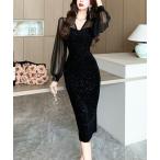 ショッピングスパンコール ドレス シアースリーブスパンコールドレス