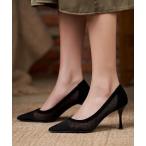 パンプス ドット チュール ポインテッド ハイヒール パンプス