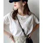 tシャツ こなれ感たっぷり。オーガニックコットン100%胸元PAEAN刺繍Tシャツ(半袖) レディース