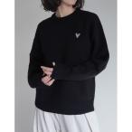 ニット セーター アルパカタッチハートワッペン付きニットトップス レディース