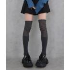 靴下 「 BARELY BLUE / ベアリーブルー 」 切り替え ルーズ リブ ニーハイソックス レディース